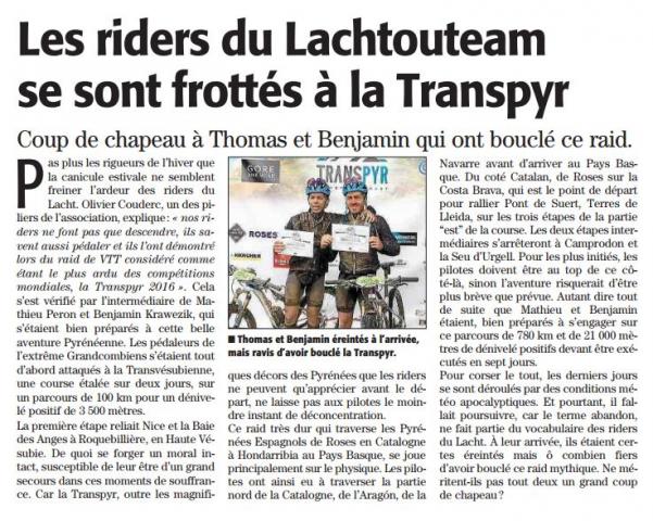 le LACHTOUTEAM à la TRANSPYR