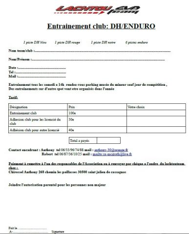 Entraînement club DH/ENDURO